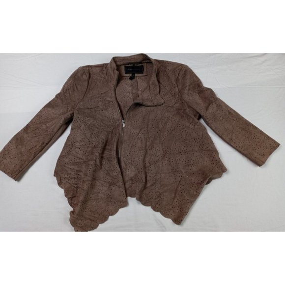 BCBG MAXAZRIA WOMEN SZ S ZIP FRONT DESIMETRICO 3/4 SLEEVE HOLE PUNCHED FABRIC - Picture 5 of 16